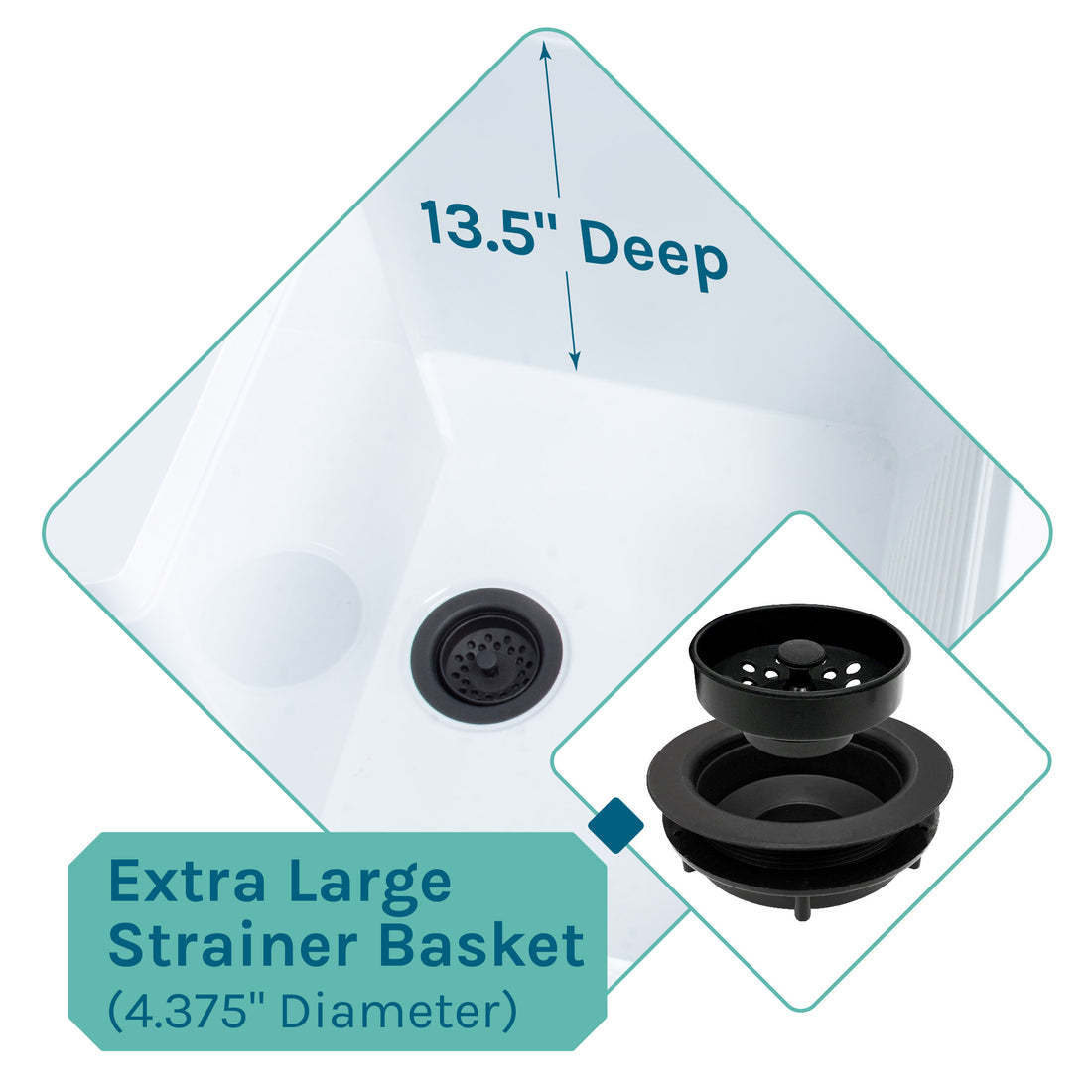 Tehila Luxe Freestanding White Utility Sink with Drainage Kit - Utility sinks vanites Tehila