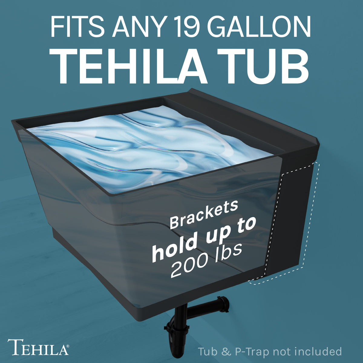 Tehila Black Wall Mounting Kit for Tehila Standard Sinks - Utility sinks vanites Tehila