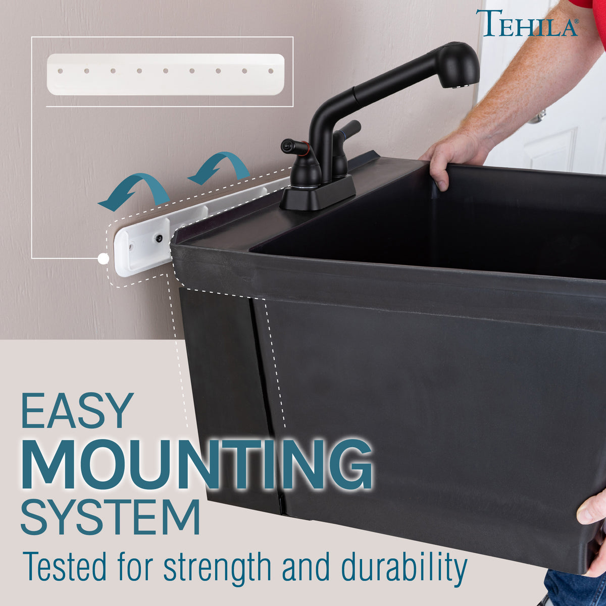 Tehila Black Wall Mounting Kit for Tehila Standard Sinks - Utility sinks vanites Tehila