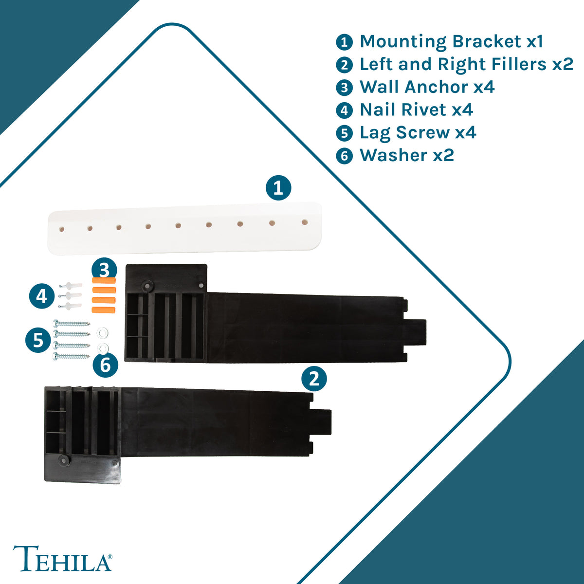 Tehila Black Wall Mounting Kit for Tehila Standard Sinks - Utility sinks vanites Tehila