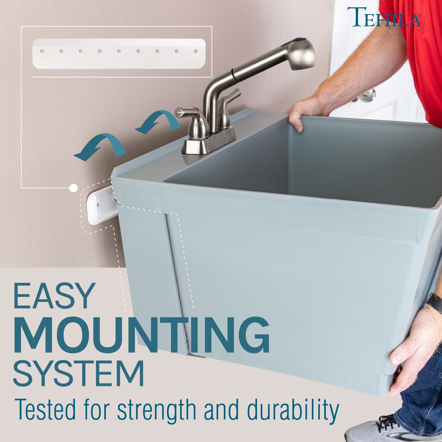 Tehila Grey Wall Mounting Kit for Tehila Standard Sinks - Utility sinks vanites Tehila