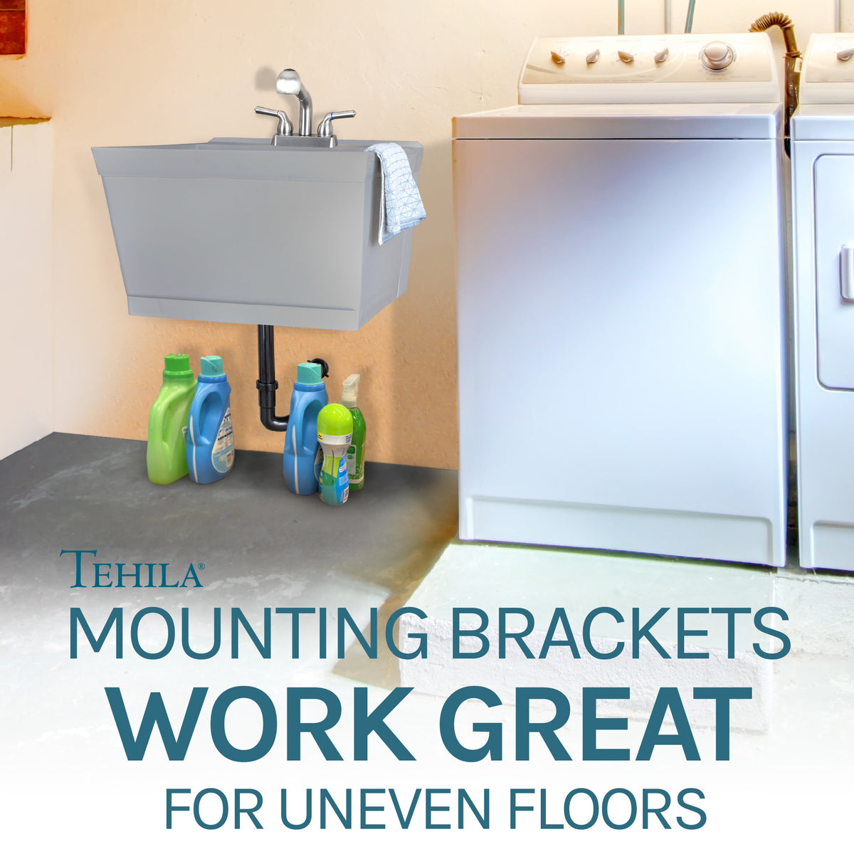 Tehila Grey Wall Mounting Kit for Tehila Standard Sinks - Utility sinks vanites Tehila