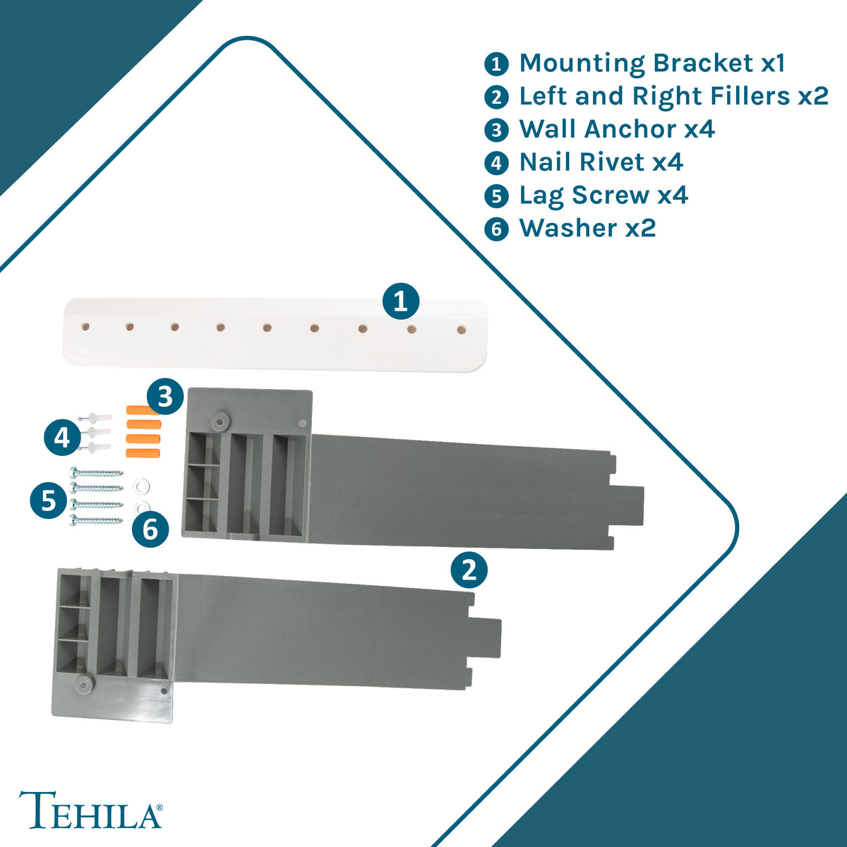 Tehila Grey Wall Mounting Kit for Tehila Standard Sinks - Utility sinks vanites Tehila