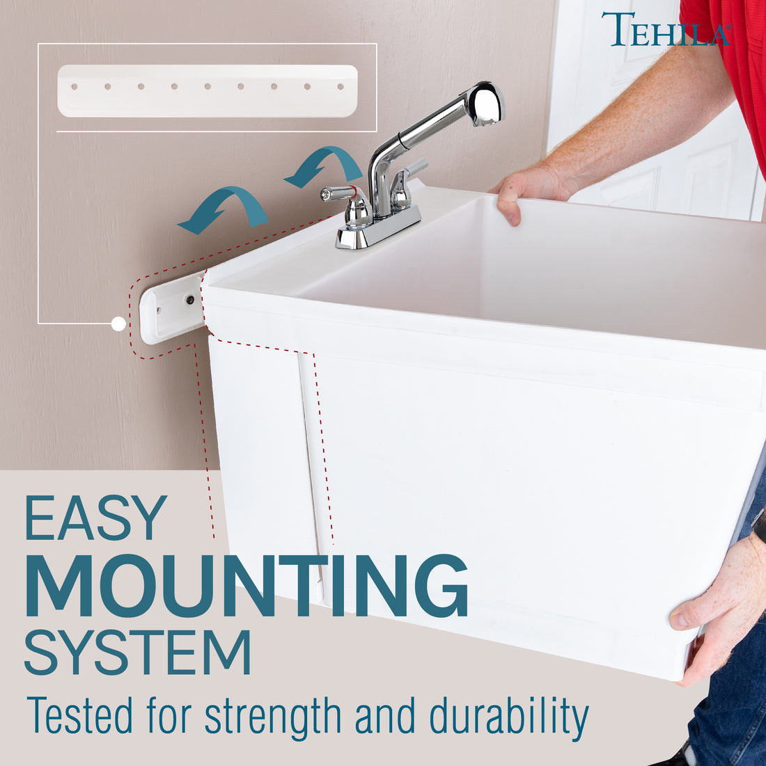 Tehila White Wall Mounting Kit for Tehila Standard Sinks - Utility sinks vanites Tehila