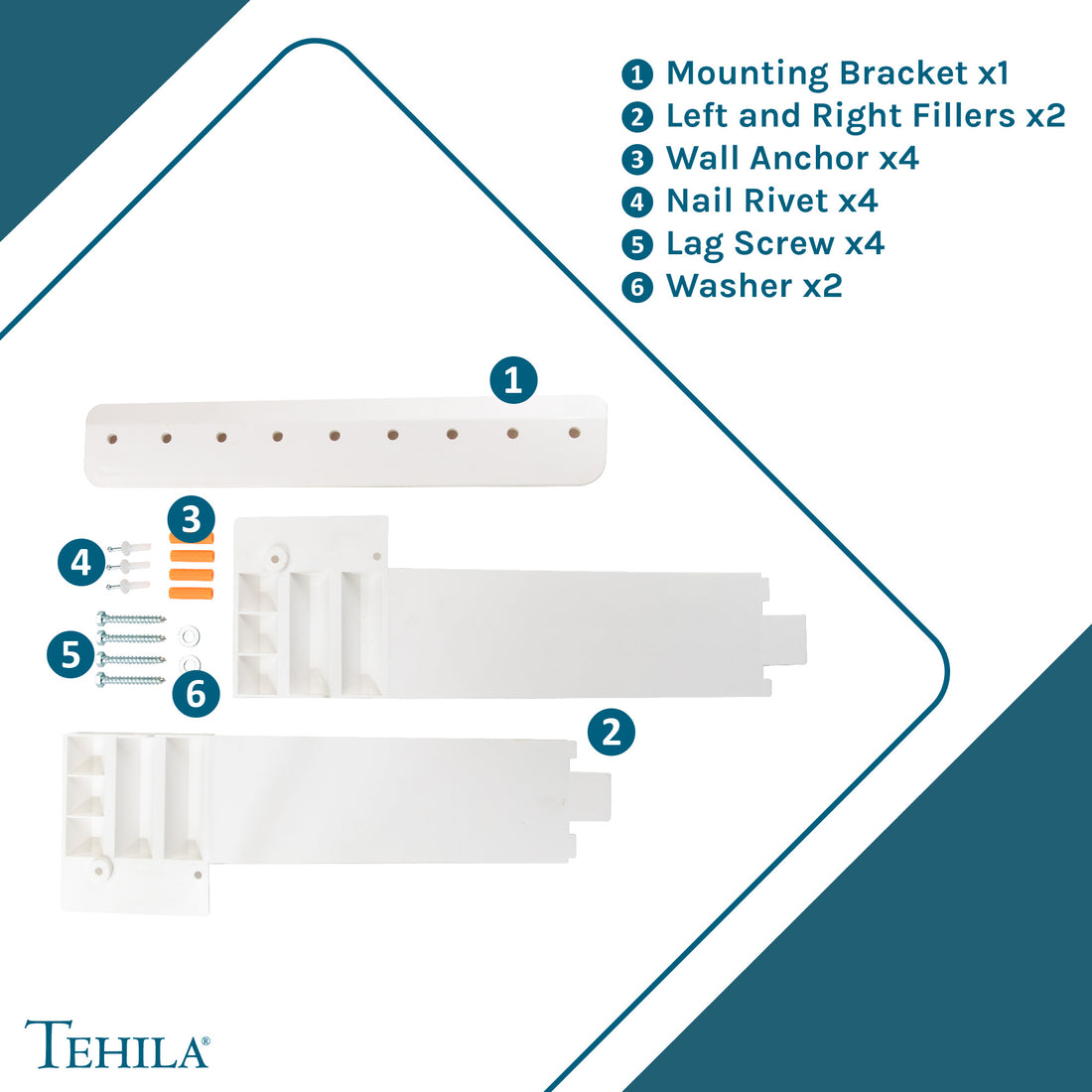 Tehila White Wall Mounting Kit for Tehila Standard Sinks - Utility sinks vanites Tehila