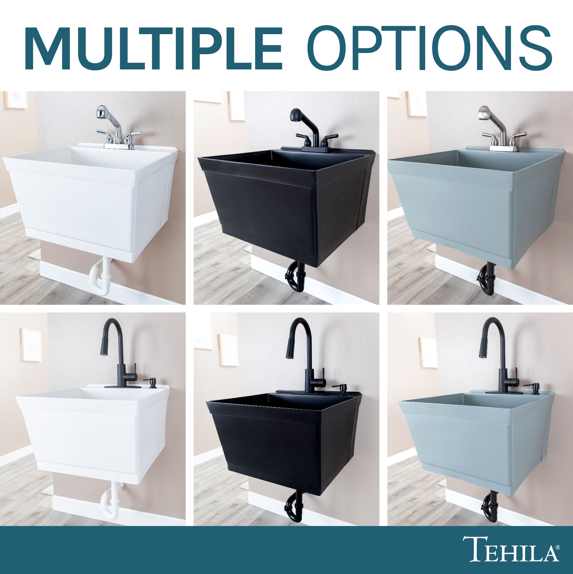 Tehila Standard Wall-Mounted Grey Utility Sink with Included