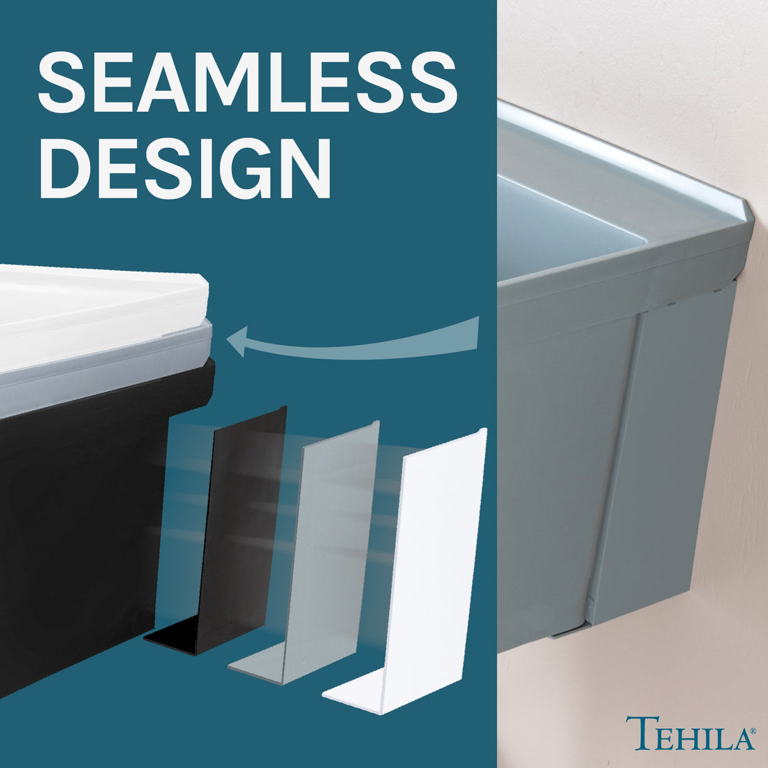 Tehila Standard Wall-Mounted Grey Utility Sink, Water Supply Lines Included - Utility sinks vanites Tehila