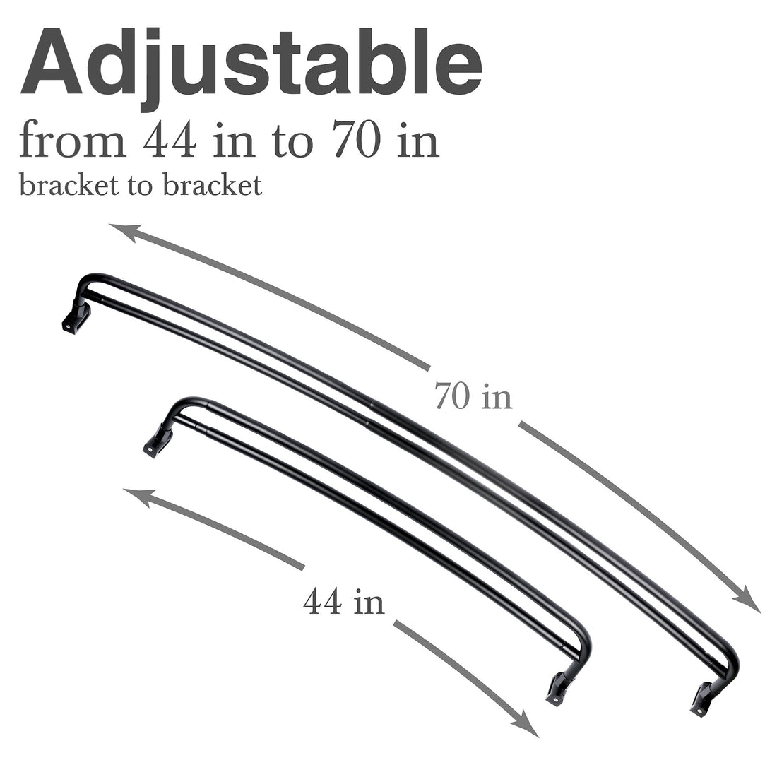 44 in. to 70 in. Double Curved Shower Rod (Matte Black Finish) - Utility sinks vanites Tehila