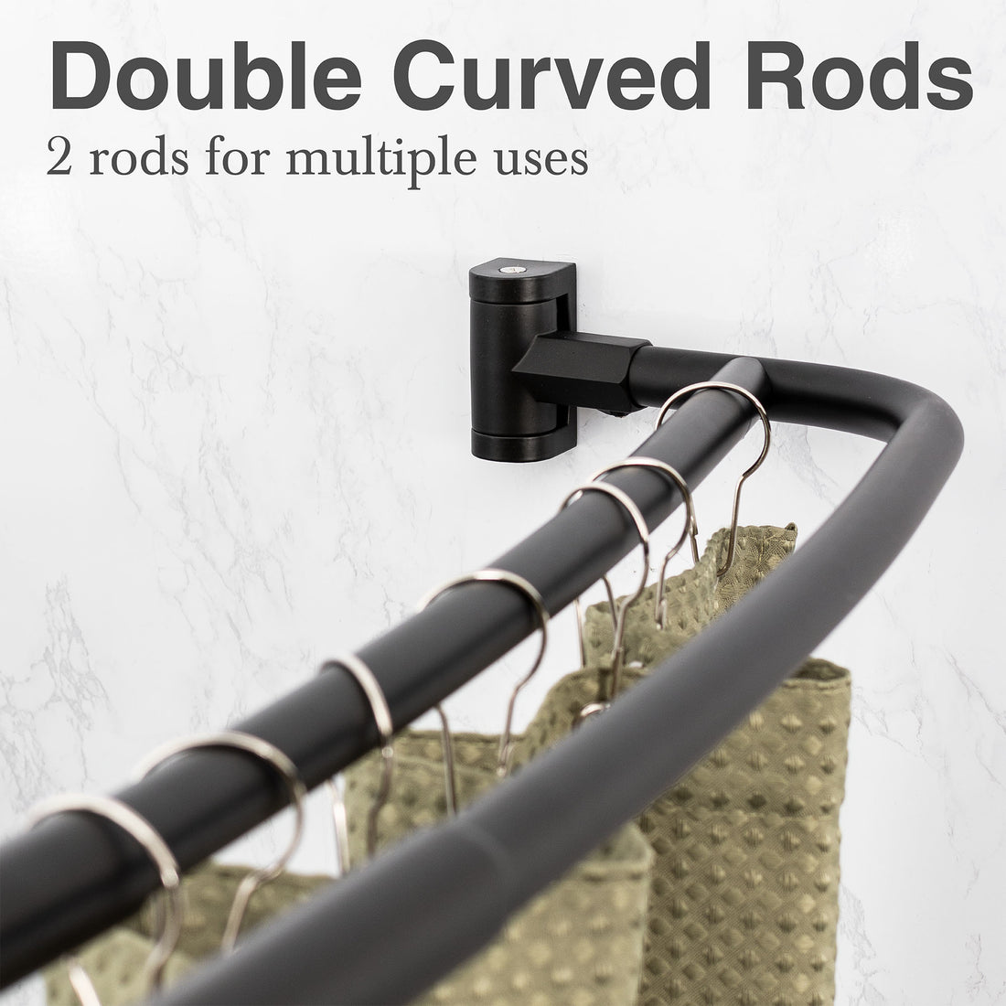 44 in. to 70 in. Double Curved Shower Rod (Matte Black Finish) - Utility sinks vanites Tehila