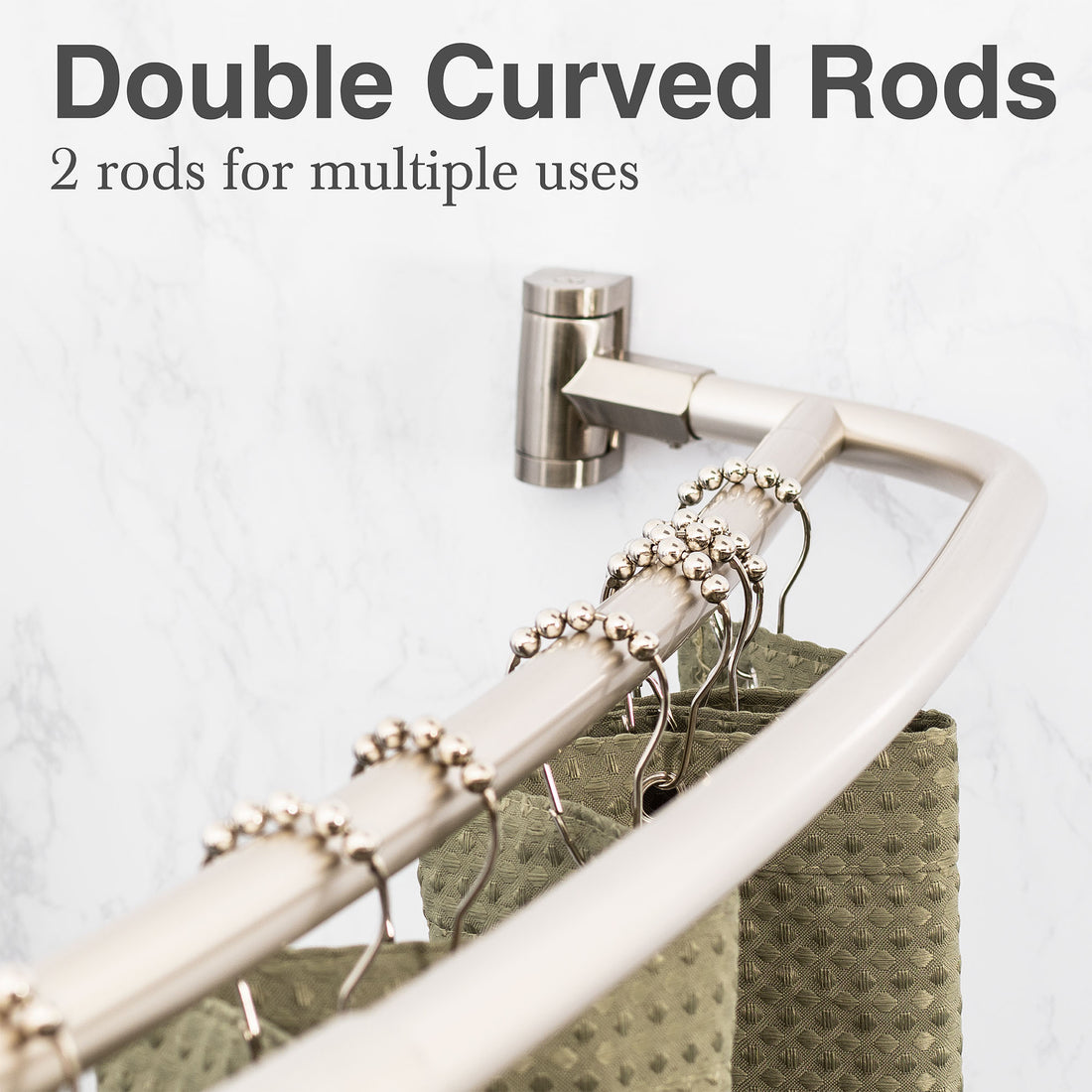 44 in. to 70 in. Double Curved Shower Rod (Brushed Nickel Finish) - Utility sinks vanites Tehila