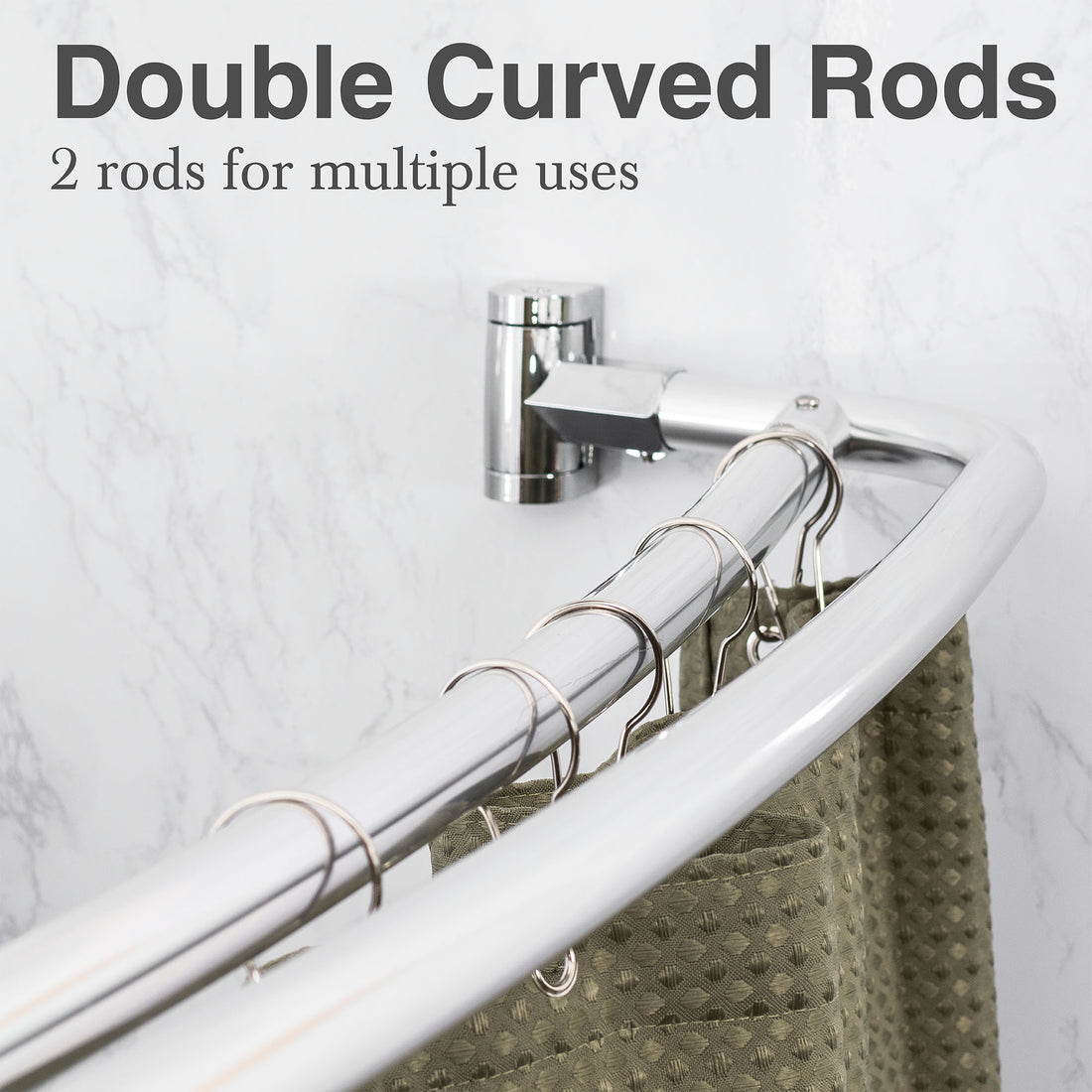 44 in. to 70 in. Double Curved Shower Rod (Chrome Finish) - Utility sinks vanites Tehila