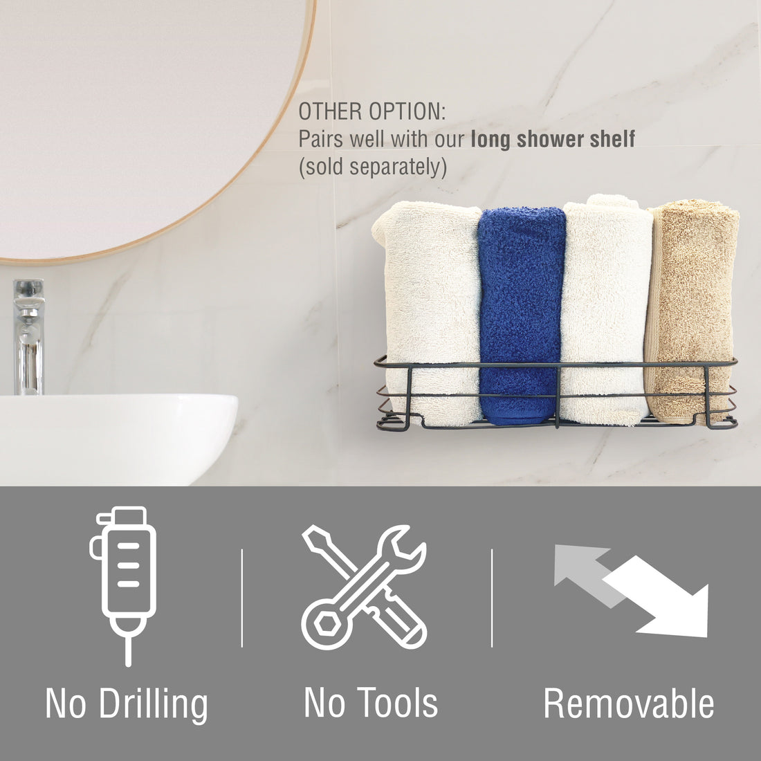Suction Cup Shower Corner Caddies and Suction Cup Shower Hooks Set (Matte Black) - Utility sinks vanites Tehila