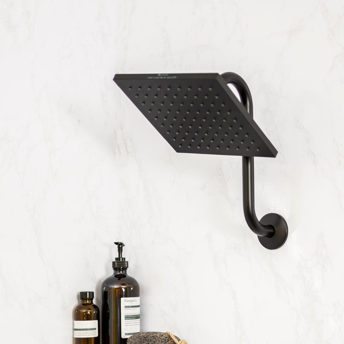 12 in. S-Shaped Stainless Steel Shower Head Extension Arm (Black Finish) - Utility sinks vanites Tehila