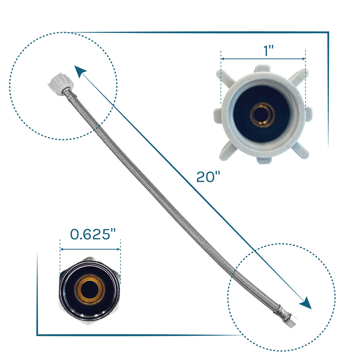 Dimension and product details of Hose Connector