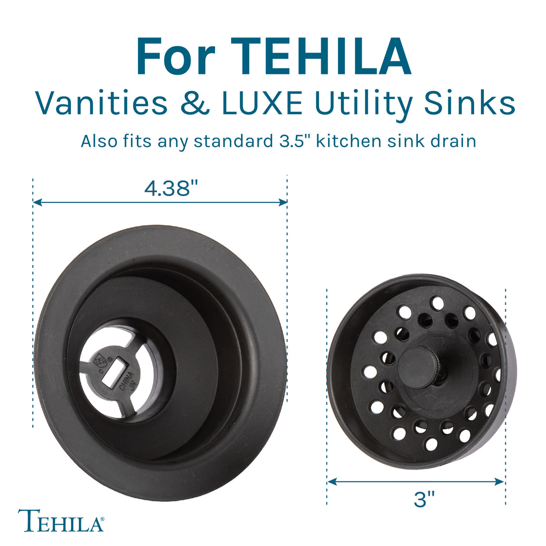 For Tehila Vanities & Luxe Utility Sink Also fits any standard 3.5' Kitchen Sink Drain