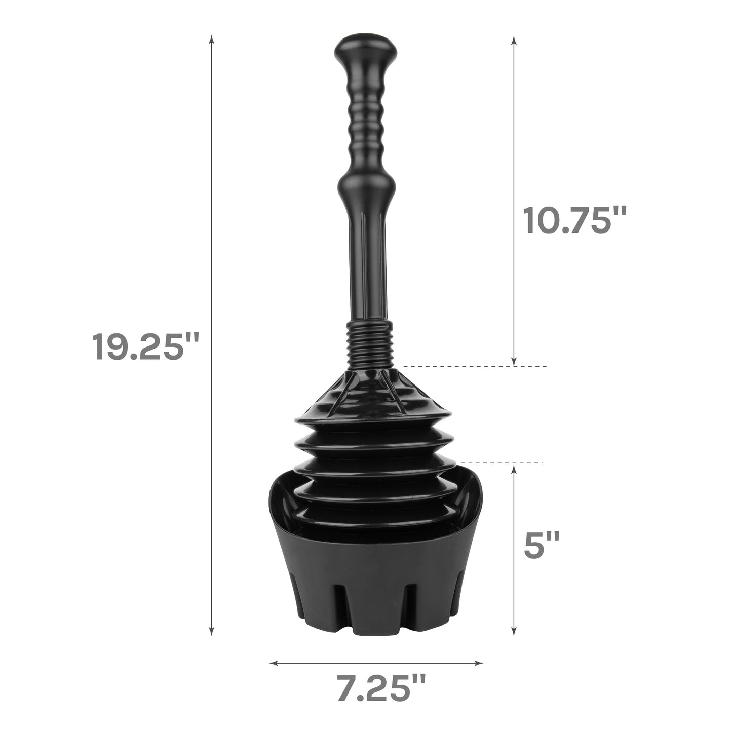 Antimicrobial Bellows Accordion Toilet Plunger with Black Storage Tray (Black) - Utility sinks vanites Tehila