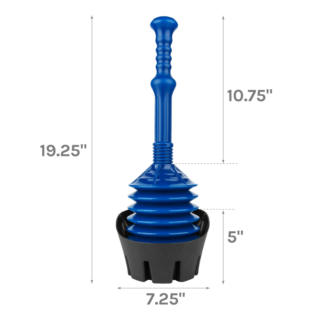 Antimicrobial Bellows Accordion Toilet Plunger with Black Storage Tray (Blue) - Utility sinks vanites Tehila