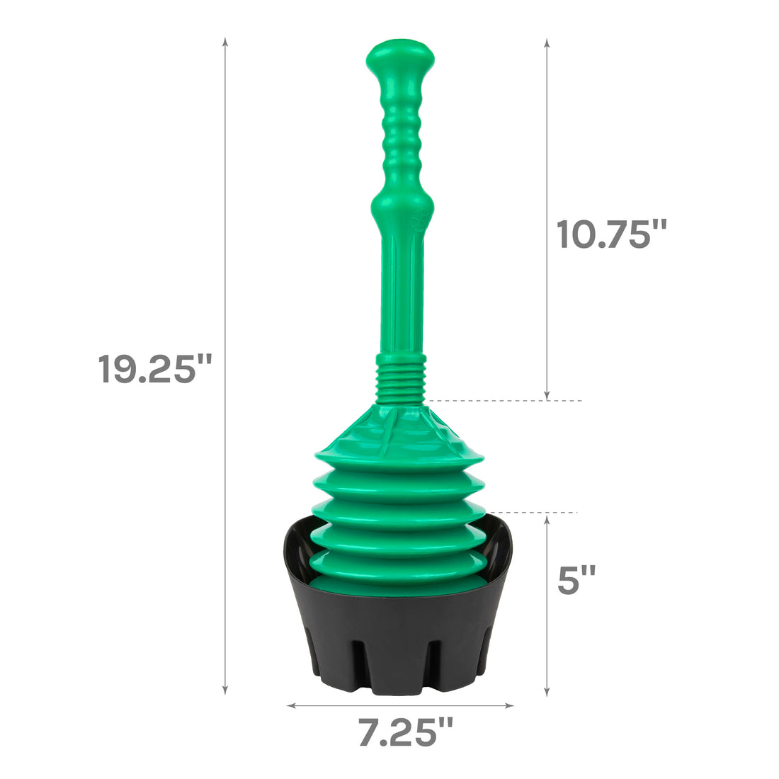 Antimicrobial Bellows Accordion Toilet Plunger with Black Storage Tray (Green) - Utility sinks vanites Tehila