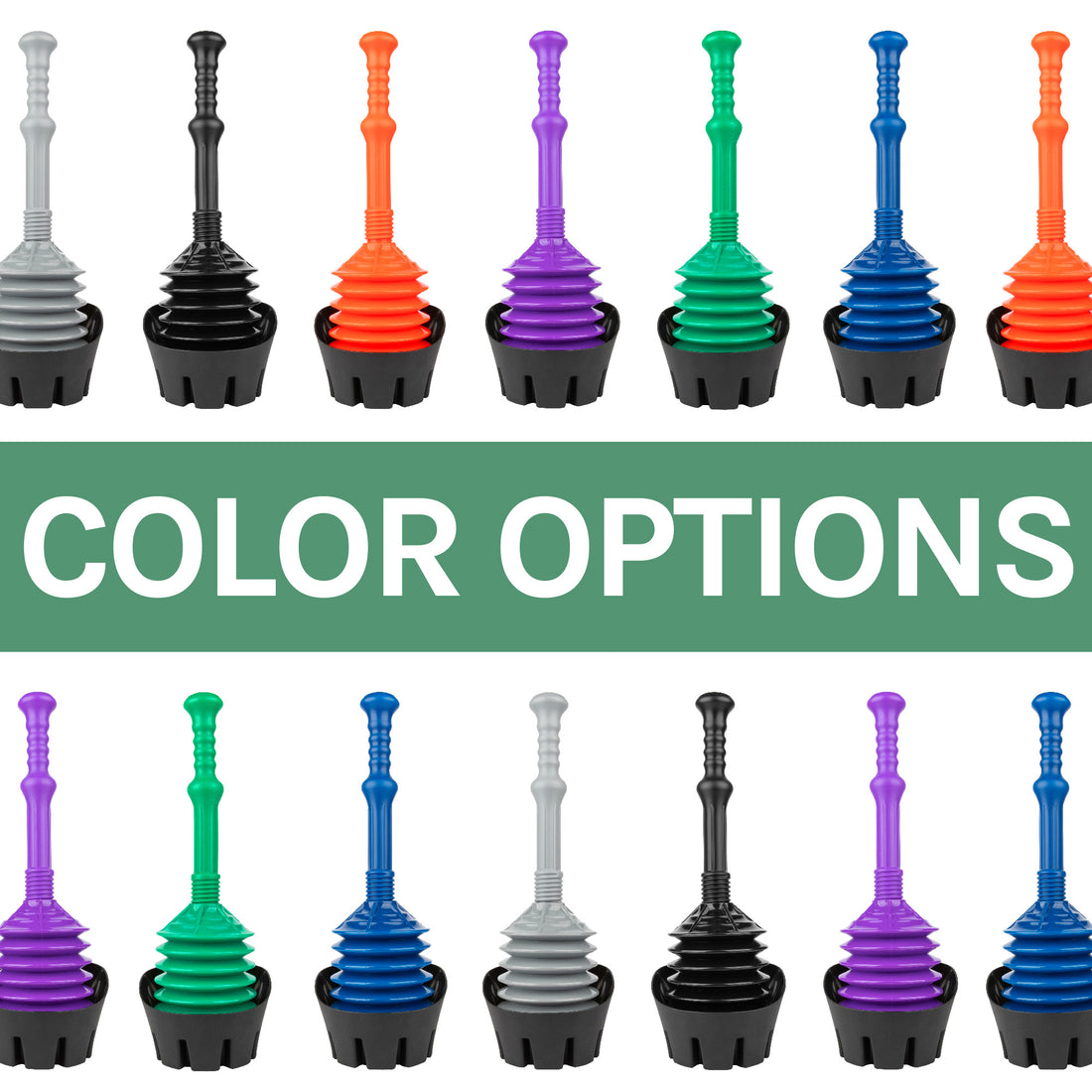 Antimicrobial Bellows Accordion Toilet Plunger with Black Storage Tray (Green) - Utility sinks vanites Tehila