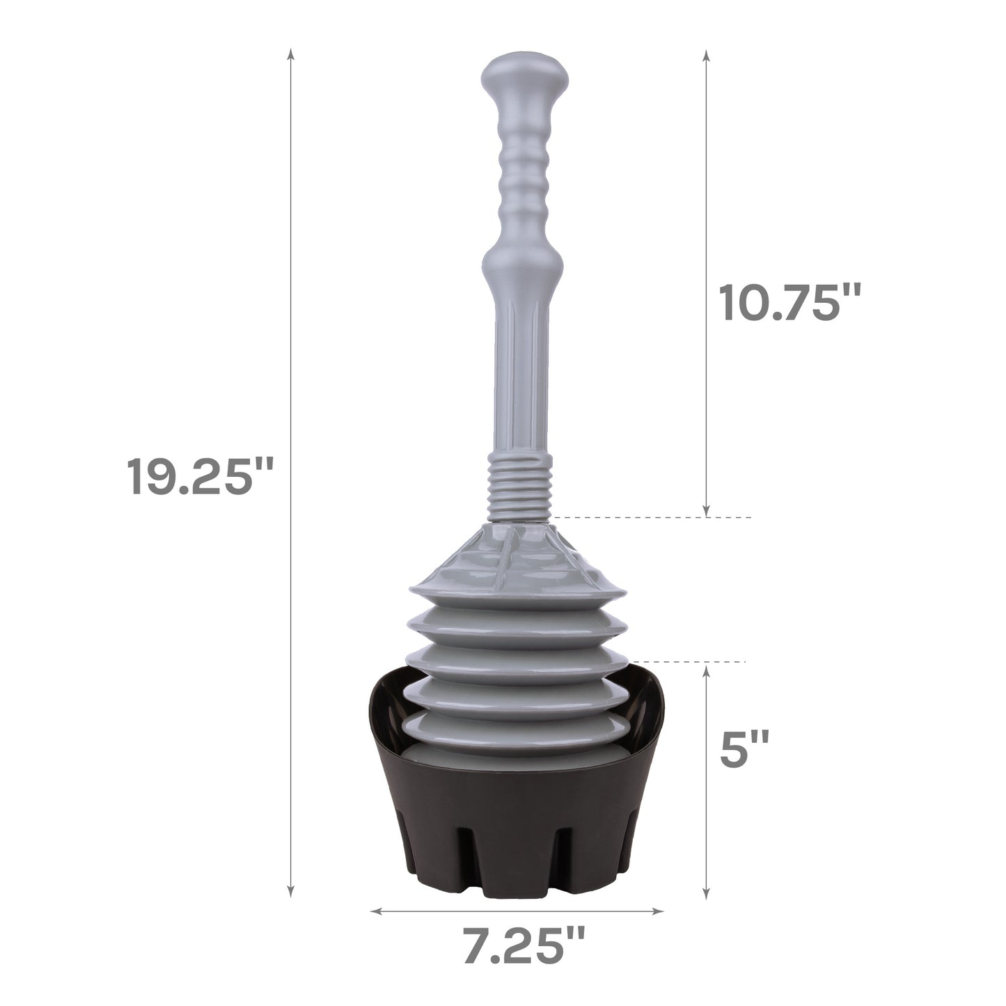 Antimicrobial Bellows Accordion Toilet Plunger with Black Storage Tray (Grey) - Utility sinks vanites Tehila