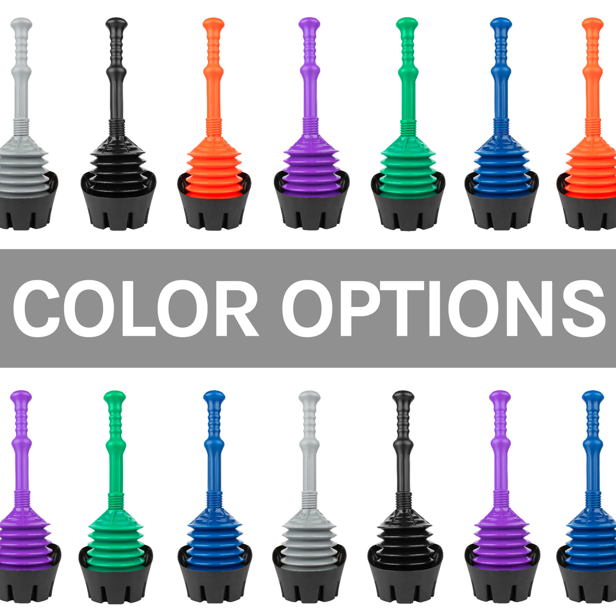 Antimicrobial Bellows Accordion Toilet Plunger with Black Storage Tray (Grey) - Utility sinks vanites Tehila