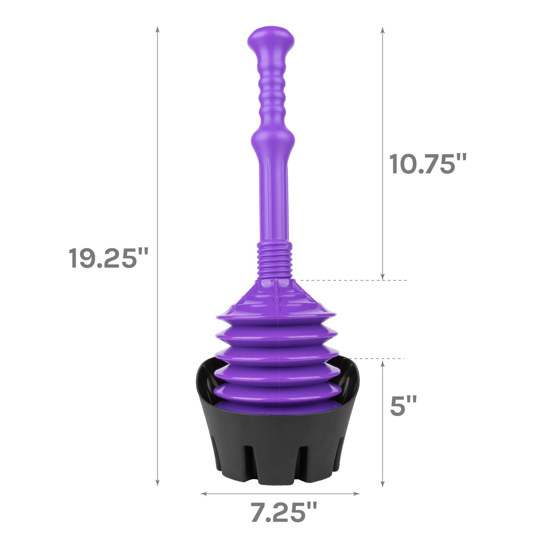 Antimicrobial Bellows Accordion Toilet Plunger with Black Storage Tray (Purple) - Utility sinks vanites Tehila