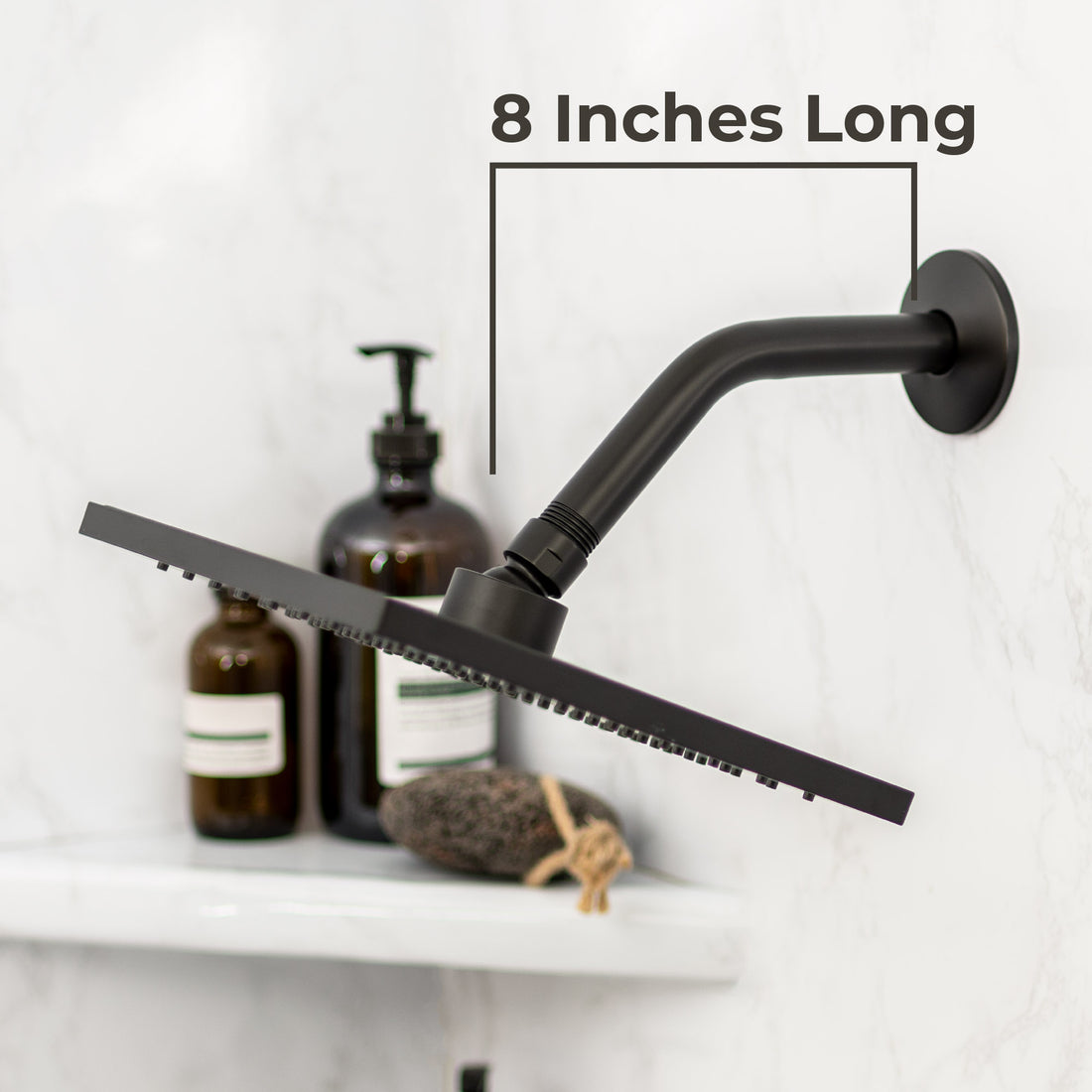 8 in. Stainless Steel Shower Head Extension Arm with Flange (Black Finish) - Utility sinks vanites Tehila