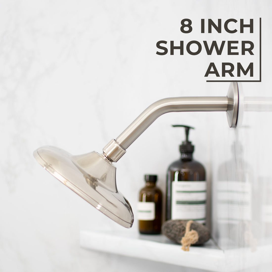 8 in. Stainless Steel Shower Head Extension Arm with Flange (Brushed Nickel Finish) - Utility sinks vanites Tehila