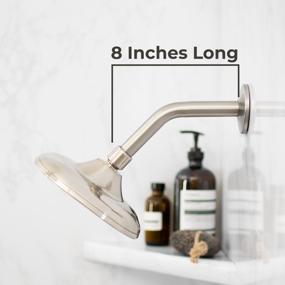 8 in. Stainless Steel Shower Head Extension Arm with Flange (Brushed Nickel Finish) - Utility sinks vanites Tehila