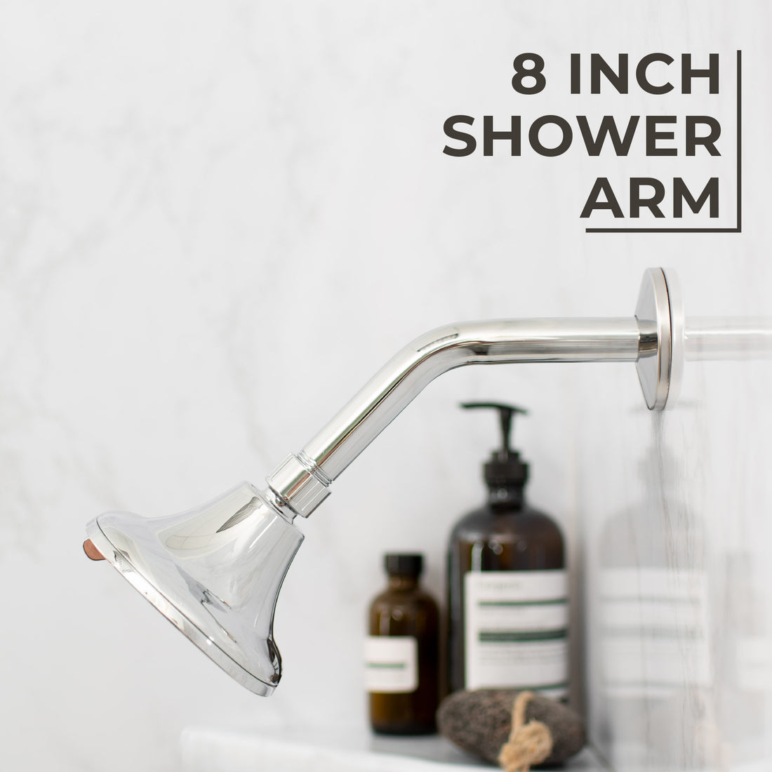 8 in. Stainless Steel Shower Head Extension Arm with Flange (Chrome Finish) - Utility sinks vanites Tehila