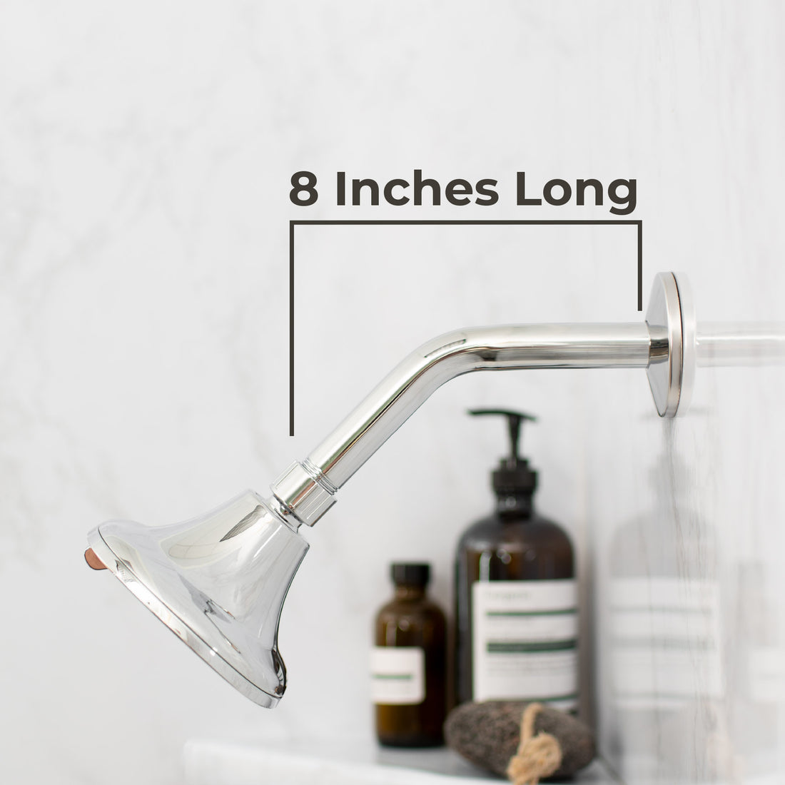 8 in. Stainless Steel Shower Head Extension Arm with Flange (Chrome Finish) - Utility sinks vanites Tehila