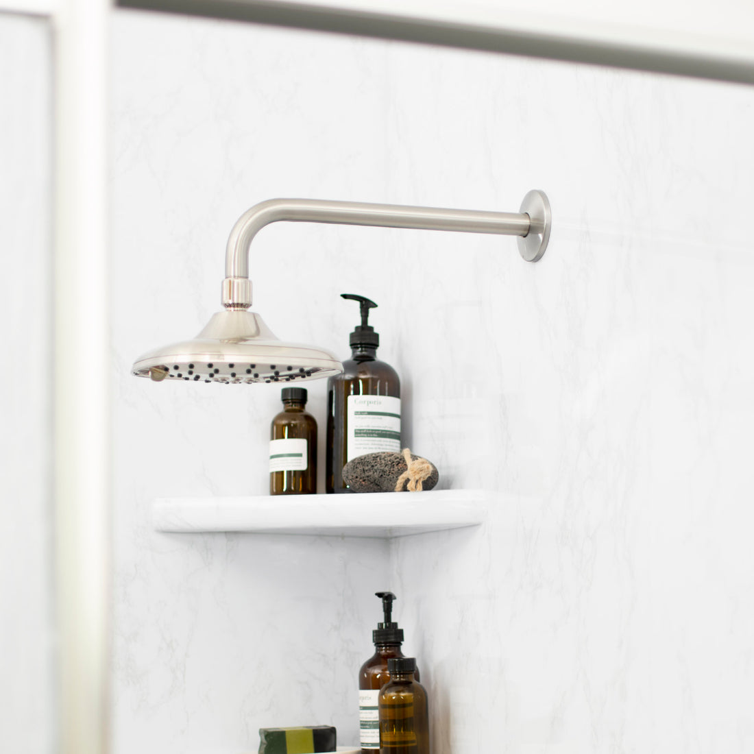 12 in. L-Shaped Shower Head Extension Arm (Brushed Nickel Finish) - Utility sinks vanites Tehila