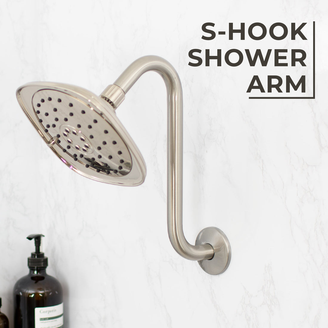 12 in. S-Shaped Stainless Steel Shower Head Extension Arm (Brushed Nickel Finish) - Utility sinks vanites Tehila