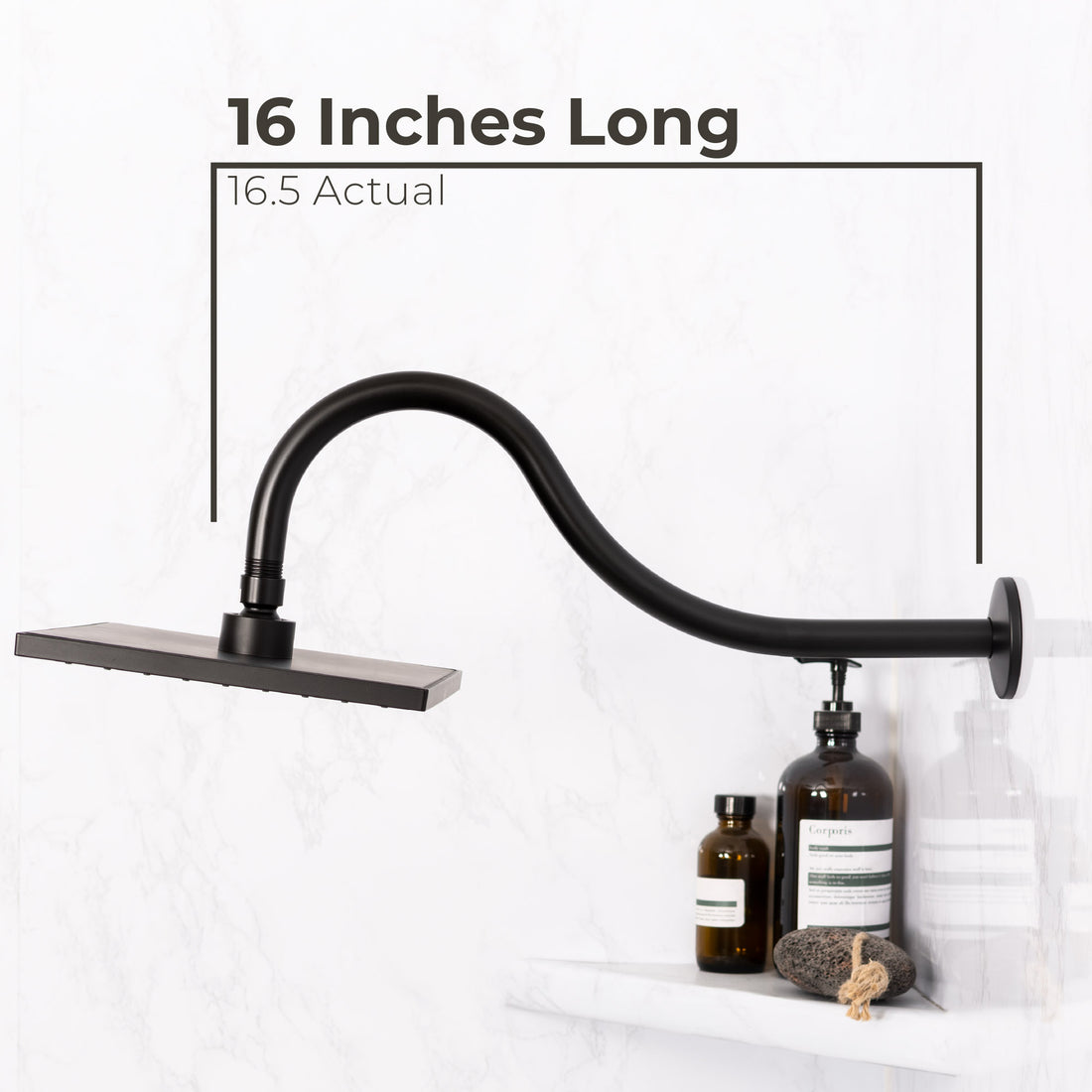 16 in. High-Arc Shower Head Extension Arm (Black Finish) - Utility sinks vanites Tehila