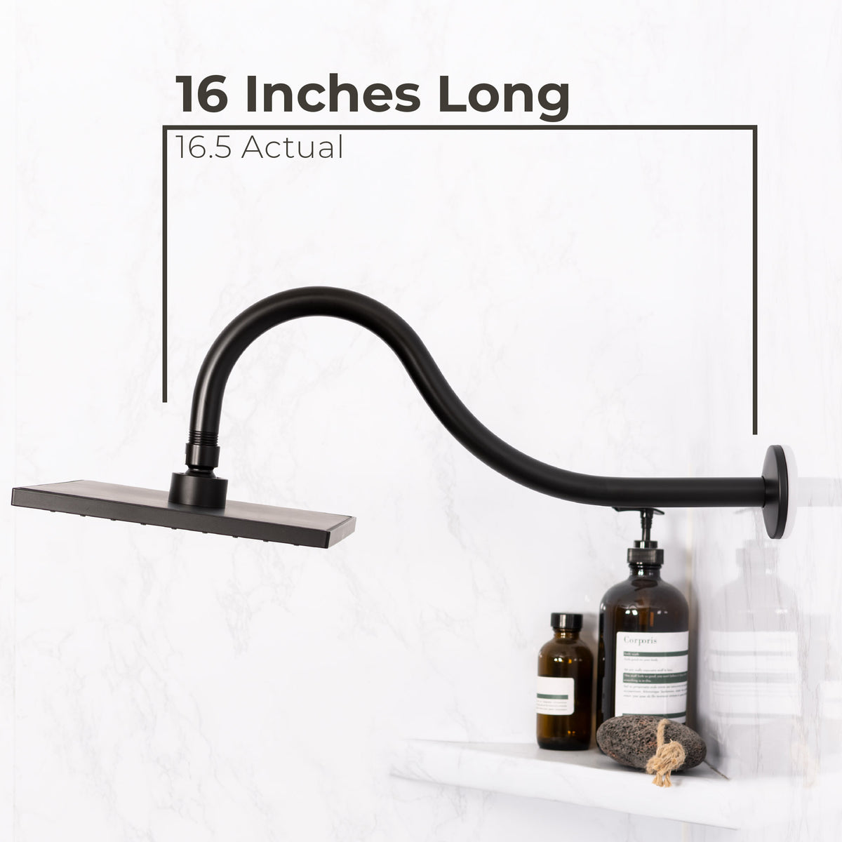 16 in. High-Arc Shower Head Extension Arm (Black Finish) - Utility sinks vanites Tehila