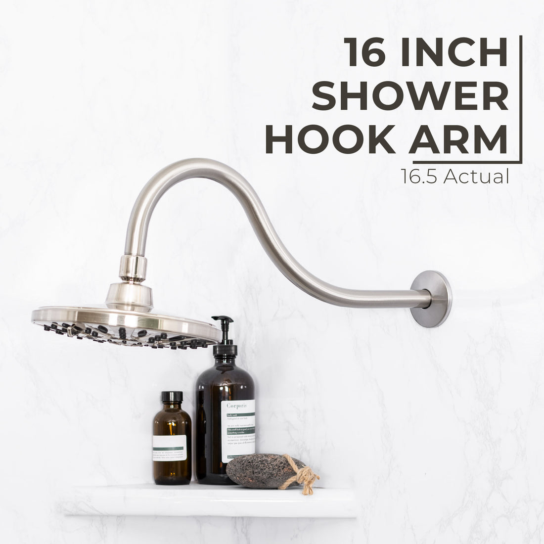 16 in. High-Arc Shower Head Extension Arm (Brushed Nickel Finish) - Utility sinks vanites Tehila