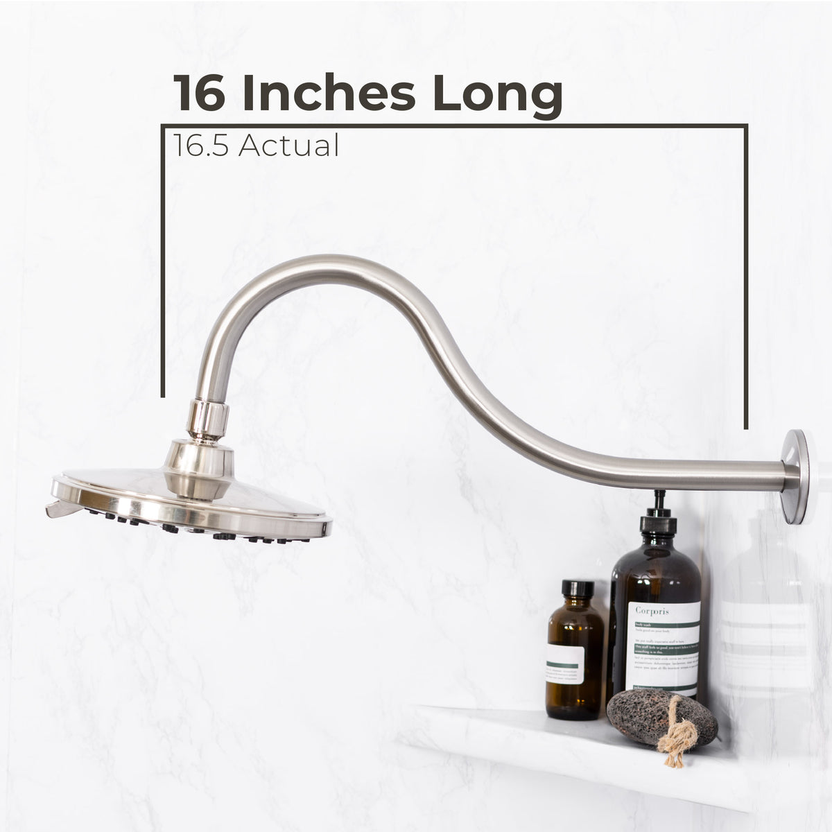 16 in. High-Arc Shower Head Extension Arm (Brushed Nickel Finish) - Utility sinks vanites Tehila