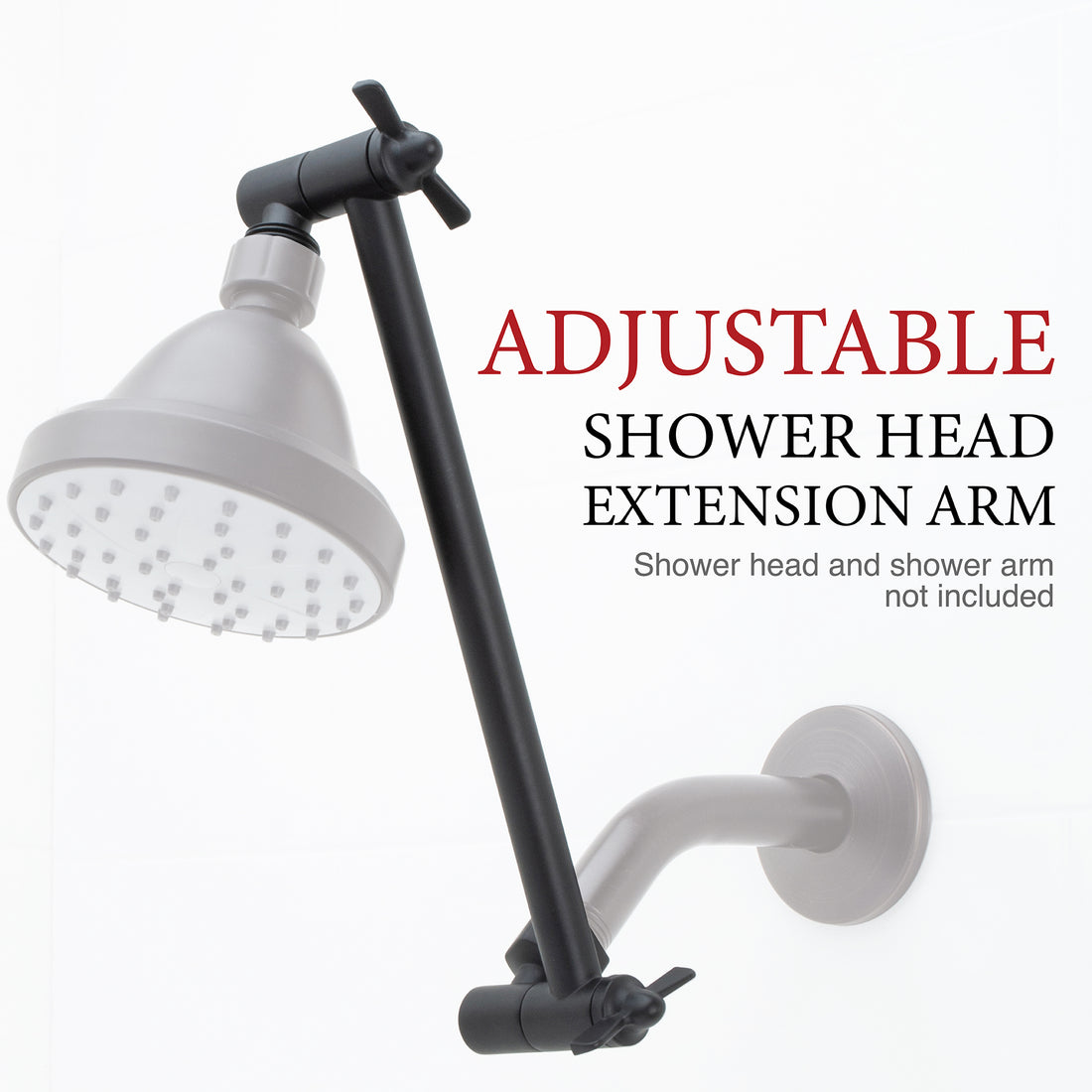 10 in. Solid Brass Shower Head Extension Arm with Flange (Black Finish) - Utility sinks vanites Tehila