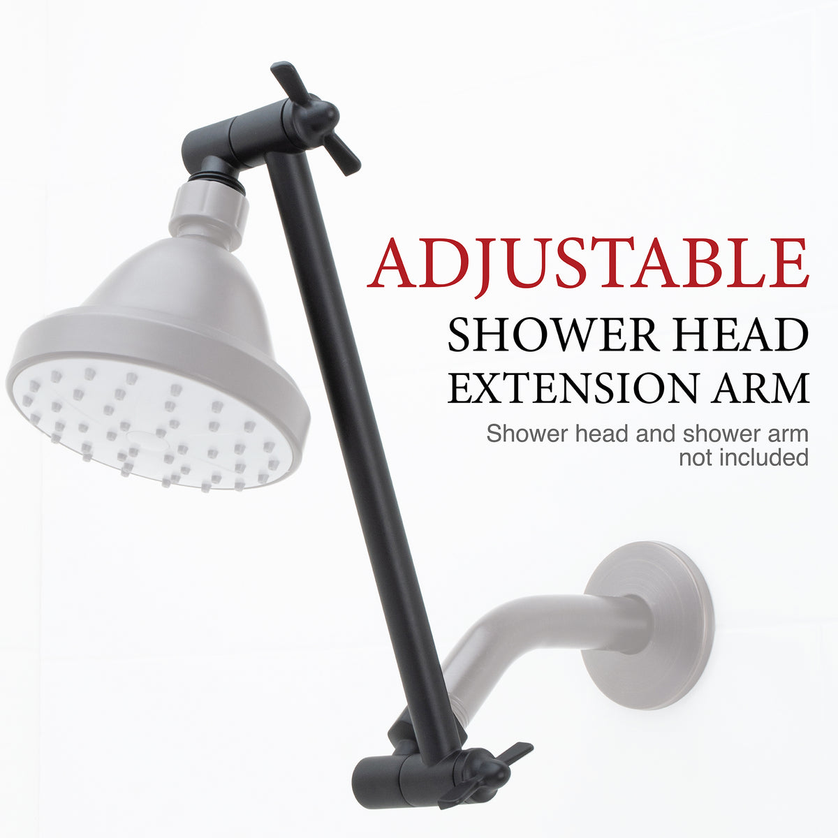 10 in. Solid Brass Shower Head Extension Arm with Flange (Black Finish) - Utility sinks vanites Tehila