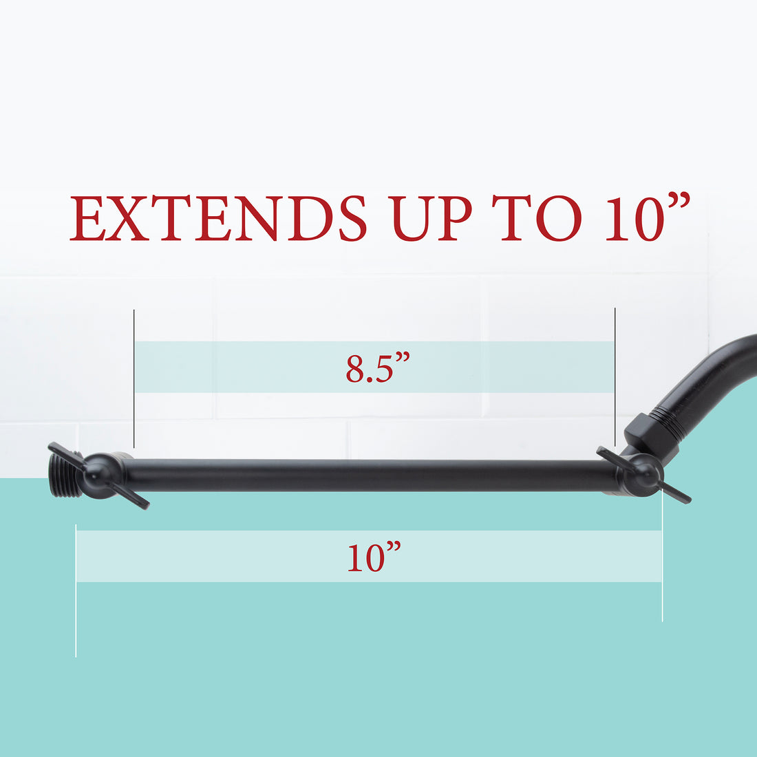 10 in. Solid Brass Shower Head Extension Arm with Flange (Black Finish) - Utility sinks vanites Tehila