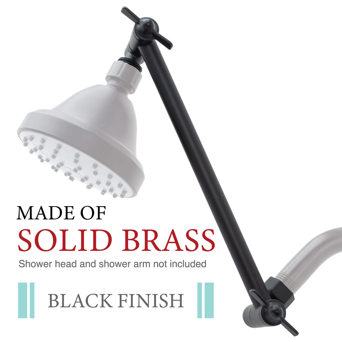 10 in. Solid Brass Shower Head Extension Arm with Flange (Black Finish) - Utility sinks vanites Tehila