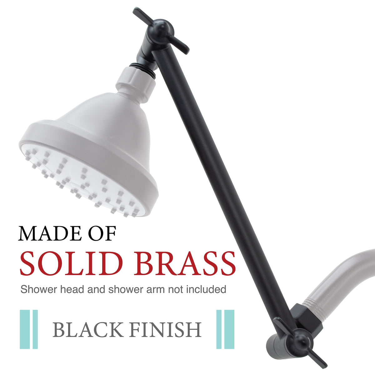 10 in. Solid Brass Shower Head Extension Arm with Flange (Black Finish) - Utility sinks vanites Tehila