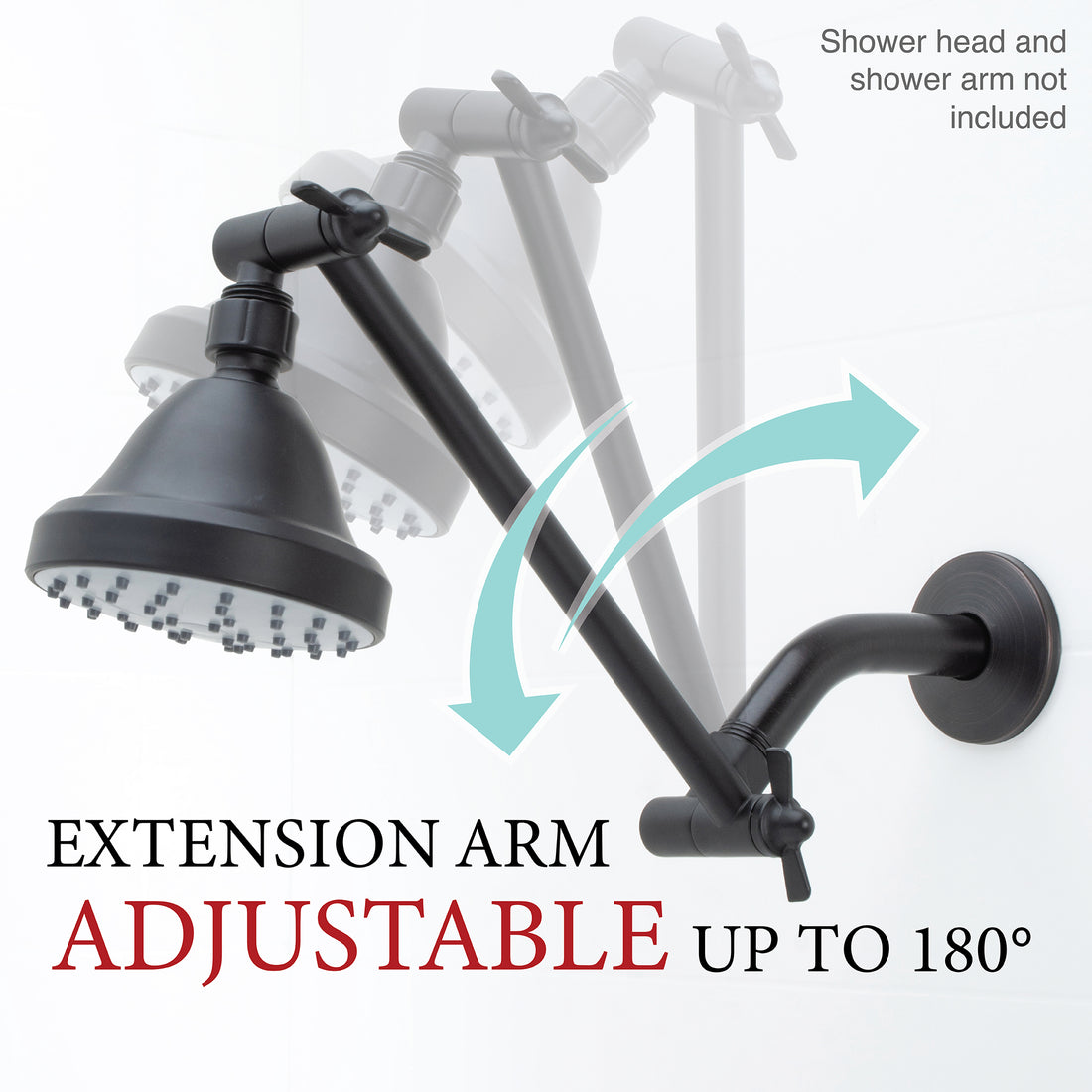 10 in. Solid Brass Shower Head Extension Arm with Flange (Black Finish) - Utility sinks vanites Tehila