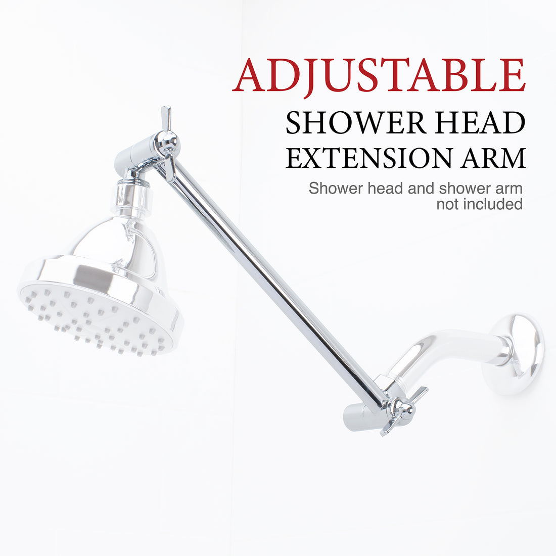 10 in. Solid Brass Shower Head Extension Arm with Flange (Chrome Finish) - Utility sinks vanites Tehila