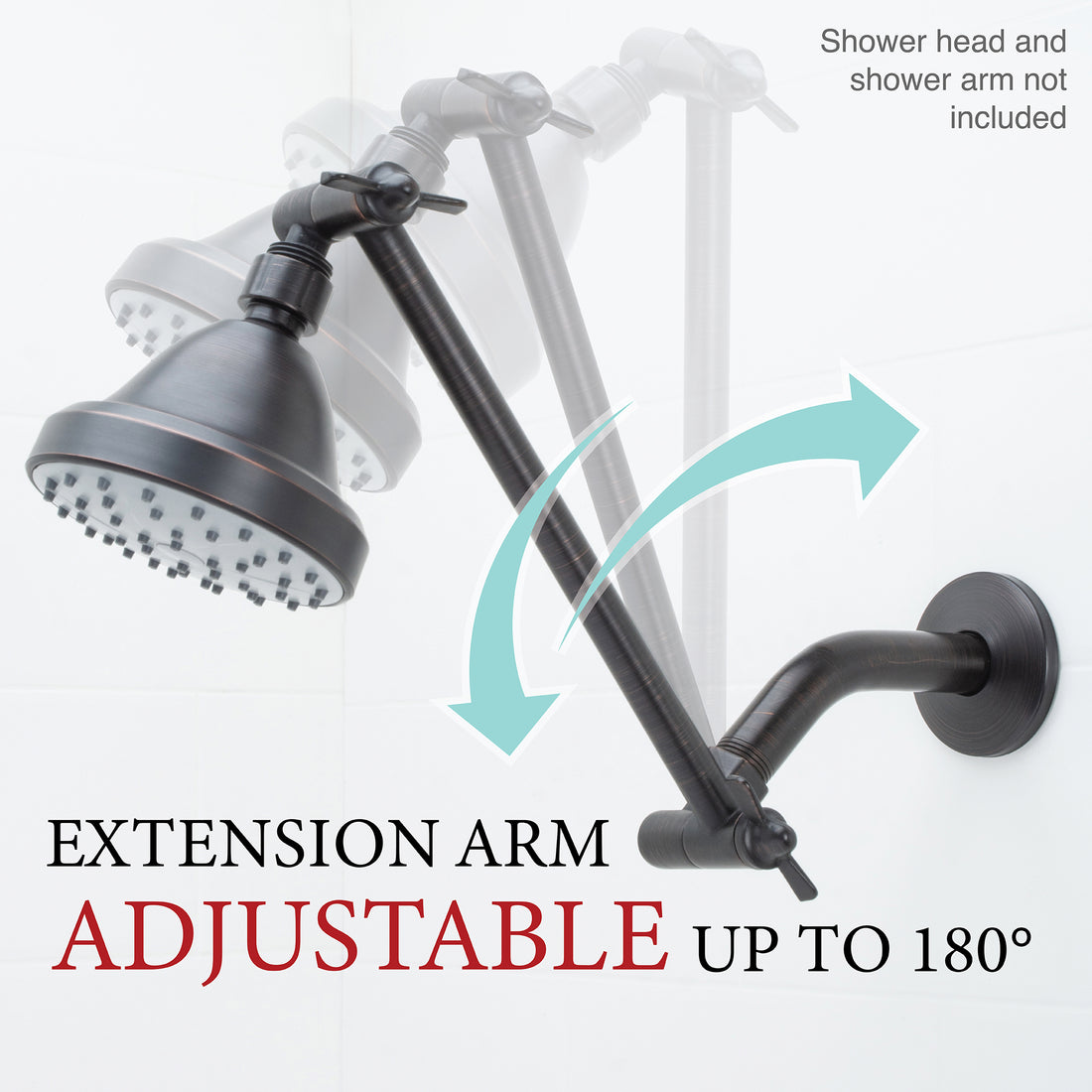 8 Rainfall Nozzle Shower Head - 19 Extended Arm - Oil Rubbed Bronze