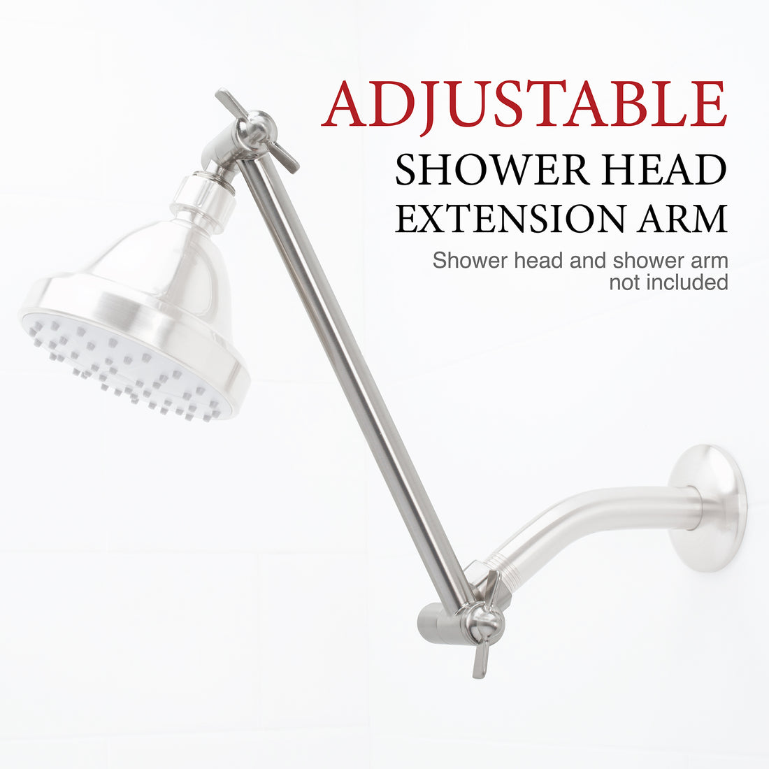 10 in. Solid Brass Shower Head Extension Arm with Flange (Stainless Steel Finish) - Utility sinks vanites Tehila