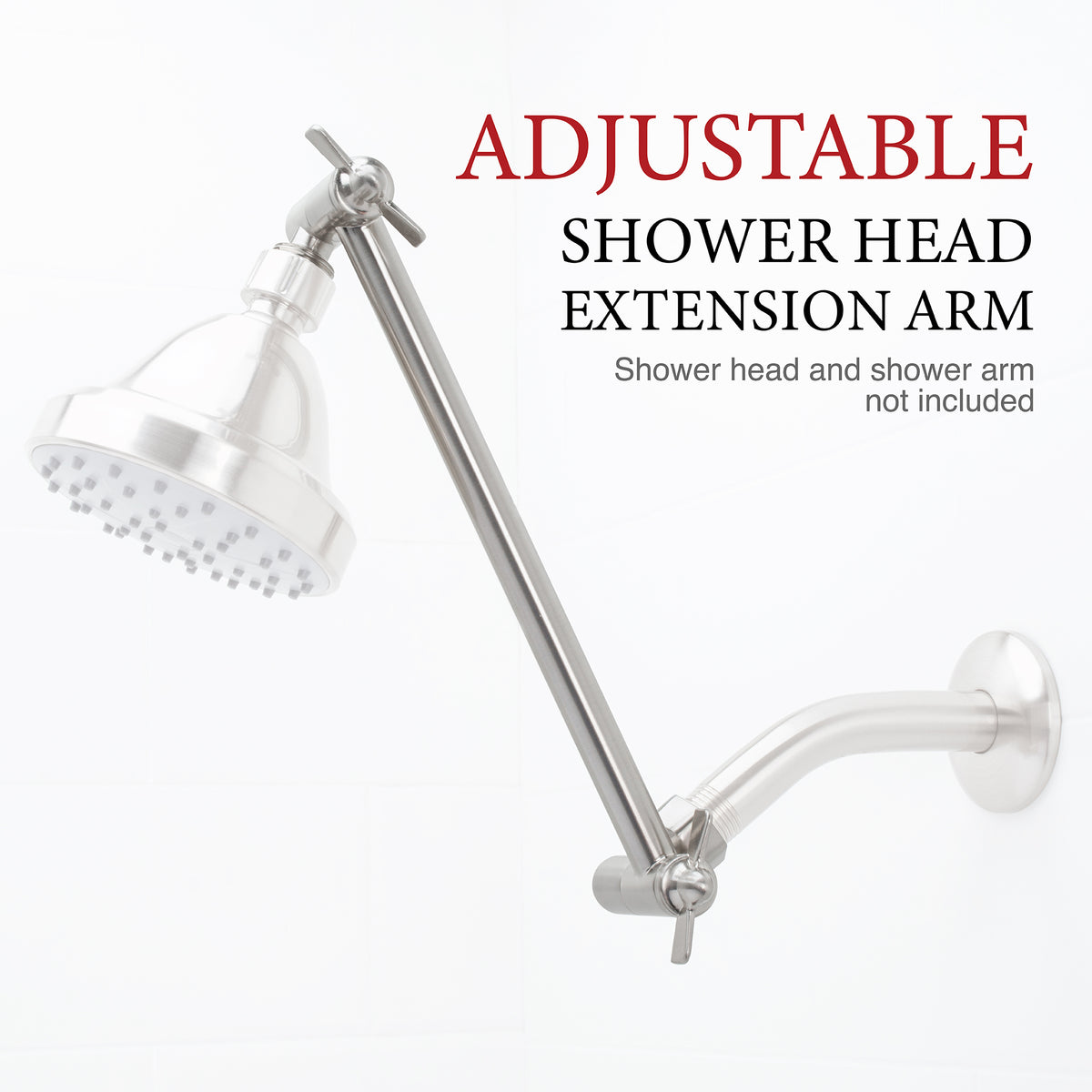 10 in. Solid Brass Shower Head Extension Arm with Flange (Stainless Steel Finish) - Utility sinks vanites Tehila