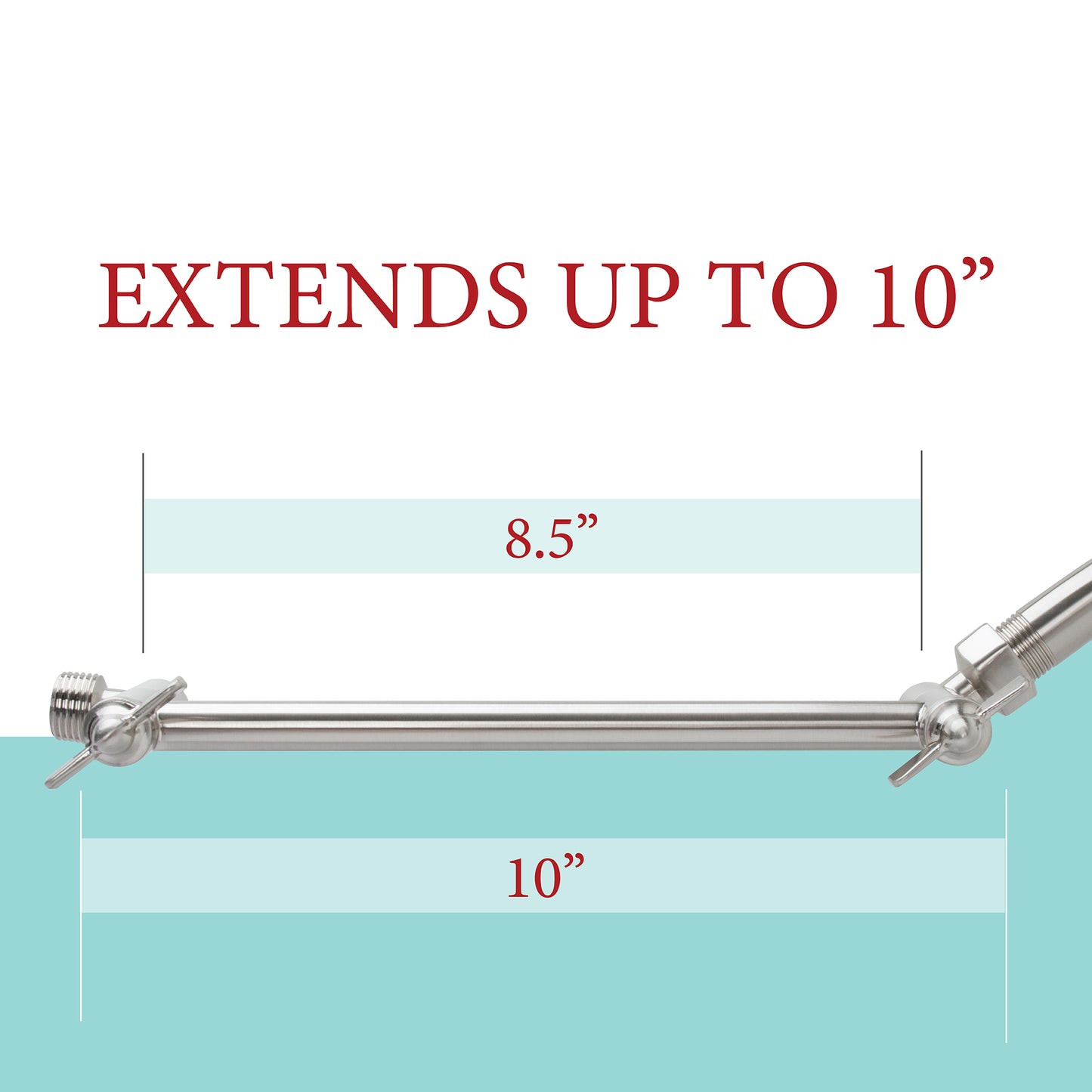 10 in. Solid Brass Shower Head Extension Arm with Flange (Stainless Steel Finish) - Utility sinks vanites Tehila
