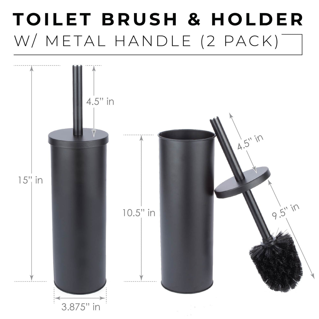 Toilet Brush and Holder, 2-Pack (Matte Black Finish) - Utility sinks vanites Tehila