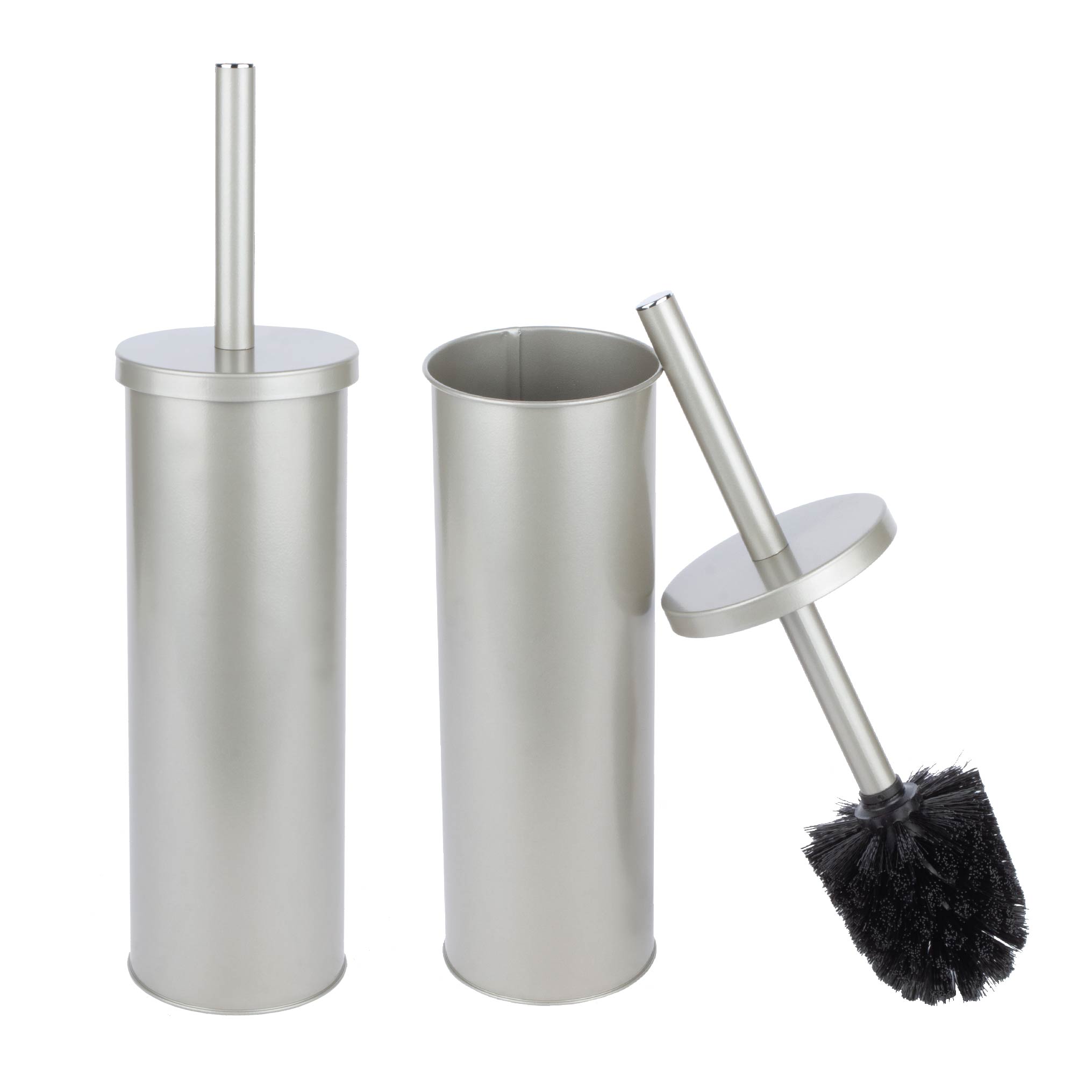 Brushed nickel shop toilet bowl brush